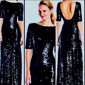 New BCBGMaxAzria Sequined Navy Blue Gown